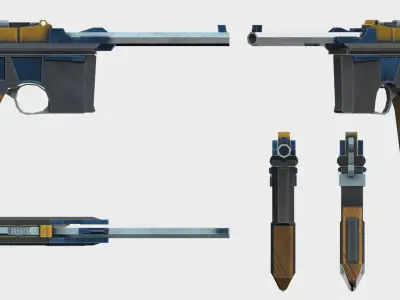 Mauser C96 Low-poly 3D model