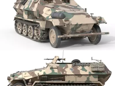 Armored Infantry Vehicle Sd Kfz 251 Low-poly 3D model