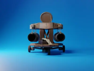 Rigged Cartoon Turret Stylized 3D model