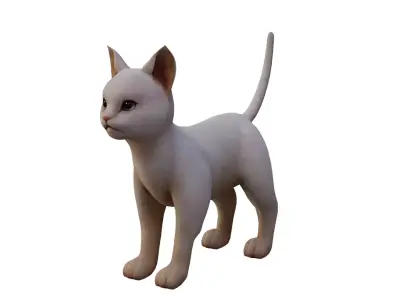 Cat White  Low-poly 3D model