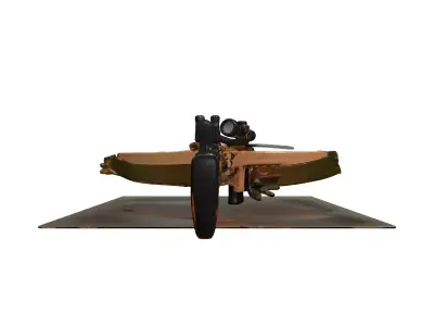 Broken Wooden Crossbow with Bolts 3D model