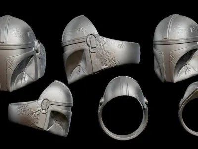 Mandalorian Helmet Ring 3D print model