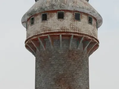 Castle tower 3D model Low-poly 3D model