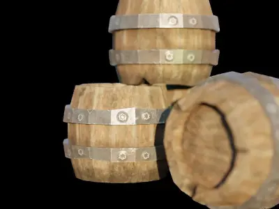 Wooden Barrels Low Poly and Game Ready Free low-poly 3D model