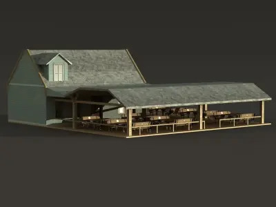 Bar House Wooden Low-poly 3D model