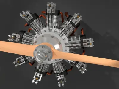 RADIAL NINE CYLINDER ENGINE 1978 3D model