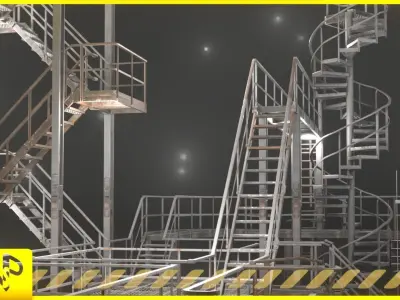 Stairs pack Low-poly 3D model