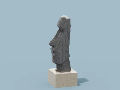 Voxel Moai Statue Low-poly 3D model