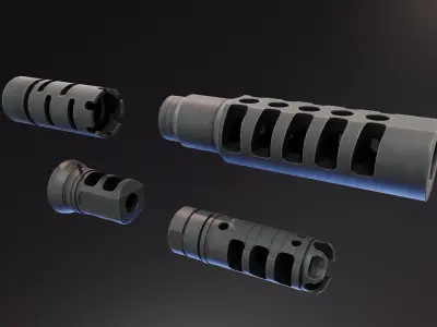 Muzzle Brakes Free low-poly 3D model