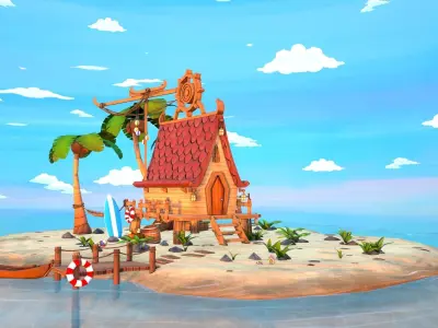 Beach House  Low-poly 3D model