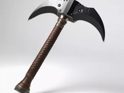 Fantasy DoubleBladed Axe Game Weapon 3D model
