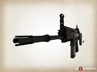 AAA FPS SCAR Assault Rifle  Low-poly 3D model