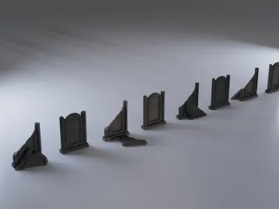 Hand Sculpted cemetery gravestones part 8 Low-poly 3D model