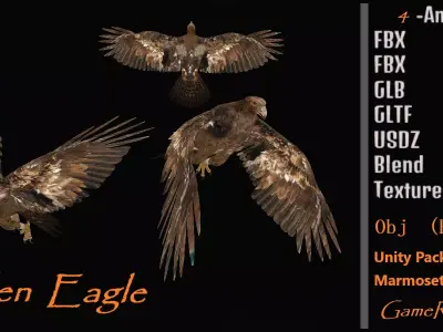 Golden Eagle Bird Low-poly 3D model