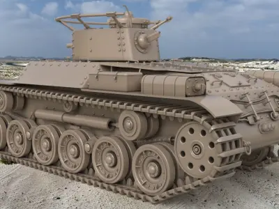 Tank Type 97 Chi Ha Green Japan Clay VRay 3D model