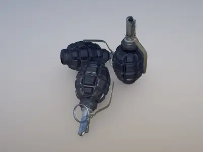 Ammo Grenade F1-UZRGM-2 Black Low-poly 3D model
