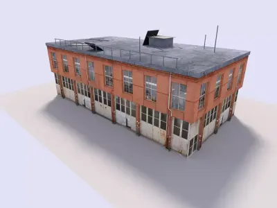 warehouse 1 old building with roof Low-poly 3D model