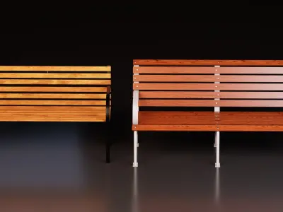 Modern Outdoor Wooden Bench Pack 3D model