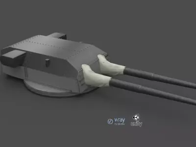 38 cm SK C34 naval gun Low-poly 3D model
