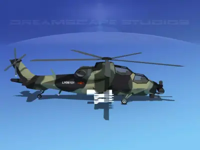 WZ-10 Attack Helicopter V02 Low-poly 3D model