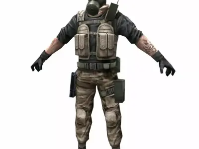 R4 Gas mask Army Soldier Low-poly 3D model