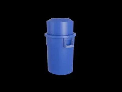 Commercial Plastic Round Trash Can and Dome Top Lid 3D model 3D model