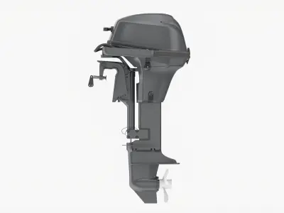 Outboard portable boat motor with folded tiller 3D model