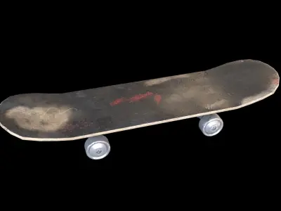 Old Skateboard Low-poly 3D model Low-poly 3D model