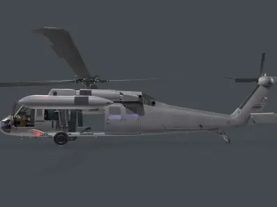 UH-60 Black Hawk Grey Complex Animation Low-poly 3D model