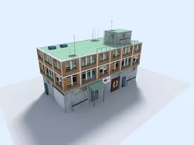 Building with roof Low-poly 3D model