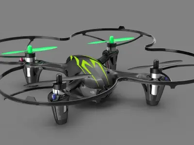 Hubsan X4 H107C BlackGreen Propeller Guard Low-poly 3D model