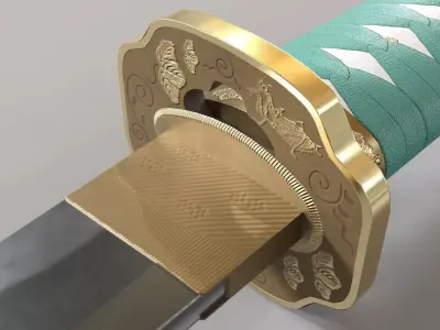 Praying Mantis Katana Low-poly 3D model