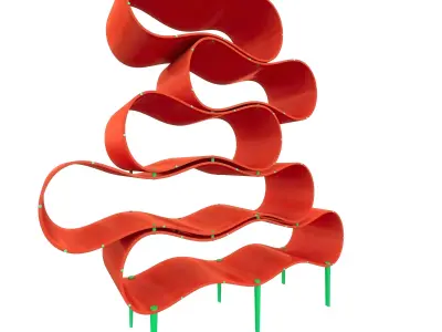 Shelf orange wavy sculpture 3D model