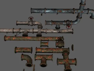 Metal Pipes Set 2 Free low-poly 3D model