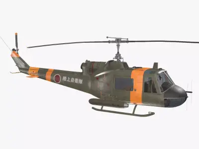 Bell UH-1B JGSDF Basic Animation Low-poly 3D model