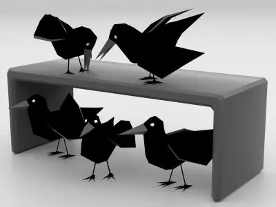 Cartoon Birds Low-poly 3D model