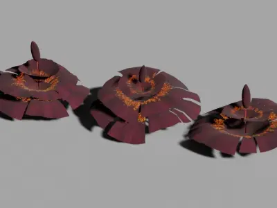 Glowing alien herbs and bushes 7 Low-poly 3D model