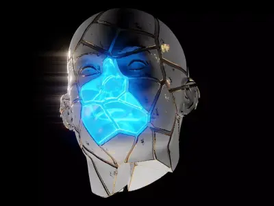 Abstract Cybernetic Fragmented Head 3D model