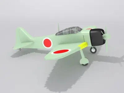 Mitsubishi A6M2 Zero Low-poly 3D model