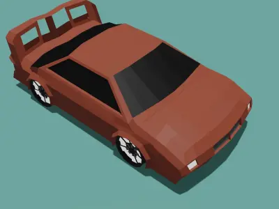 Low poly car back to future Free low-poly 3D model
