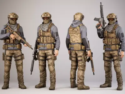 Casual Soldier 30 Low-poly 3D model