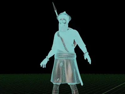 Sikh Warrior Bronze Statue Nihang 3D model