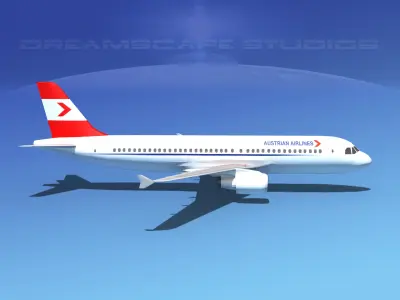 Airbus A320 LP Austrian Low-poly 3D model