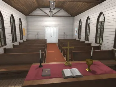 Rural Church Low-poly 3D model
