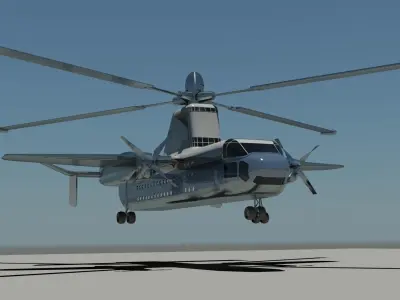 Rotodyne 3D model helicopter Low-poly 3D model