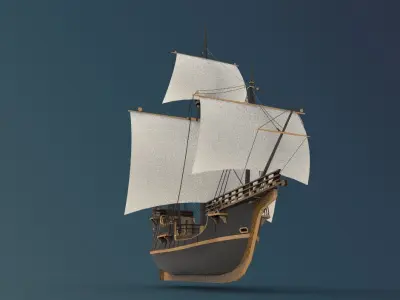 historical sailing ship Santa Maria 3D model
