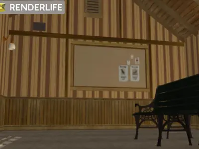 Rural Train station interior 3D model