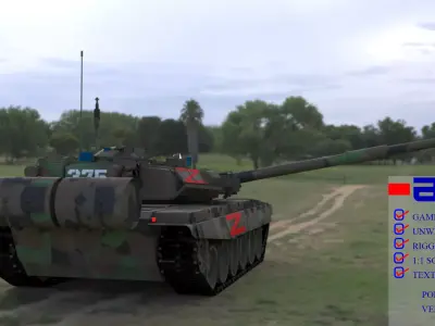  Wagner PMC T90A Tank with Iconic Red Z Marking 3D Model Low-poly 3D model