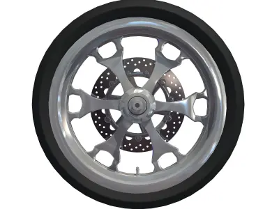 BLack Motorcycle Wheel 3D model 3D model