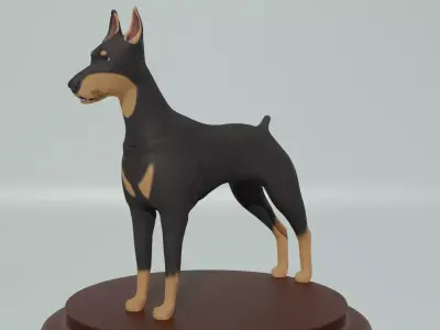 Cartoon Dog  Doberman Low-poly 3D model